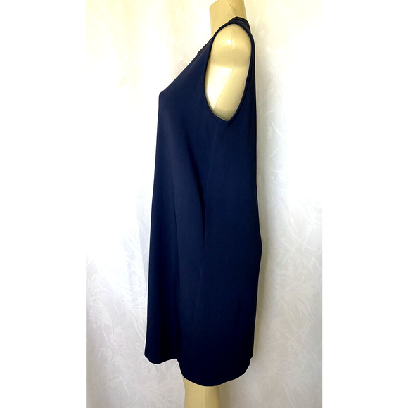 'S Max Mara Shift Dress Navy Sleeveless Tunic Crew Neck Relaxed Fit Back… - Picture 2 of 7